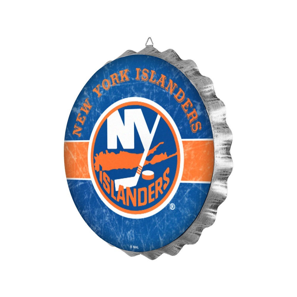 NHL New York Islanders Bottle Cap Sign  Wall Distressed Round Metal Hockey New